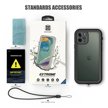 Husa pentru iPhone 14 Pro Max, ShellBox Waterproof IP68, Black