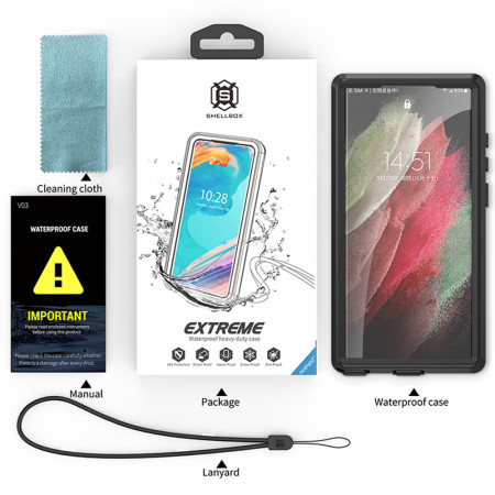 Husa pentru Samsung Galaxy S23 Ultra, ShellBox Waterproof IP68, Black