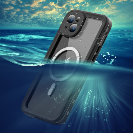 Husa pentru iPhone 15 Plus, ShellBox Waterproof IP68 MagSafe, Black