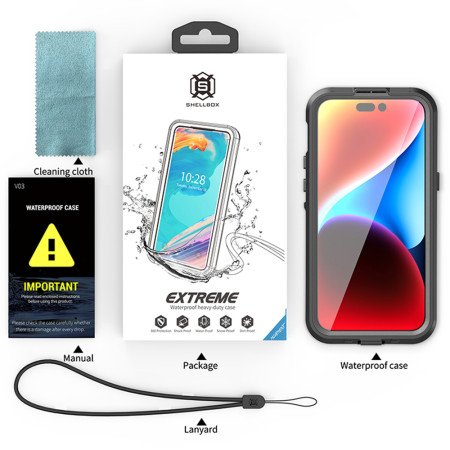 Husa pentru iPhone 15 Pro Max, ShellBox Waterproof IP68 MagSafe, Black
