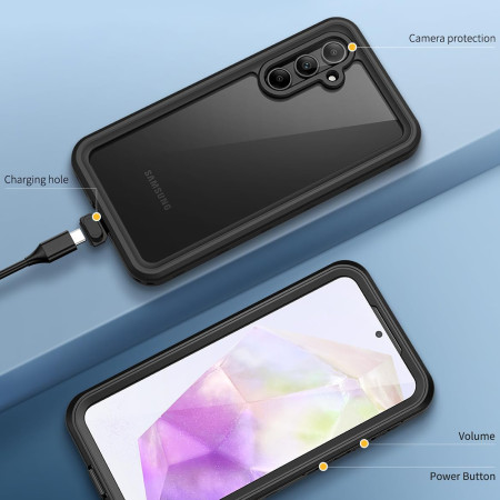 Husa pentru Samsung Galaxy A35 5G, ShellBox Waterproof IP68, Black