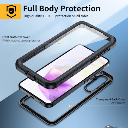 Husa pentru Samsung Galaxy A35 5G, ShellBox Waterproof IP68, Black