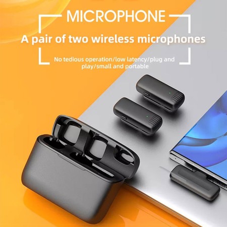 Microfon Lavaliera fara Fir, Mufa Type C (set 2) - Techsuit (LW3) - Black
