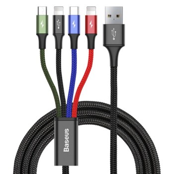 Cablu de Date USB la Type-C 20W, 1.2m, 4in1 - Baseus Rapid (CA1T4-A01) - Black