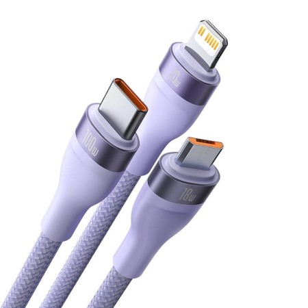 Cablu de Date 3in1, Type-C, 100W, 1.5m - Baseus Flash Series 2 (CASS030205) - Purple