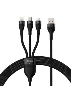 Cablu de Date 3in1, USB, 100W, 1.2m - Baseus Flash Series 2 (CASS030001) - Black