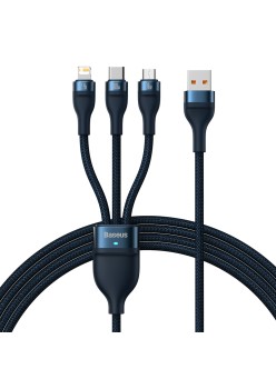 Cablu de Date 3in1, USB, 100W, 1.2m - Baseus Flash Series 2 (CASS030003) - Blue