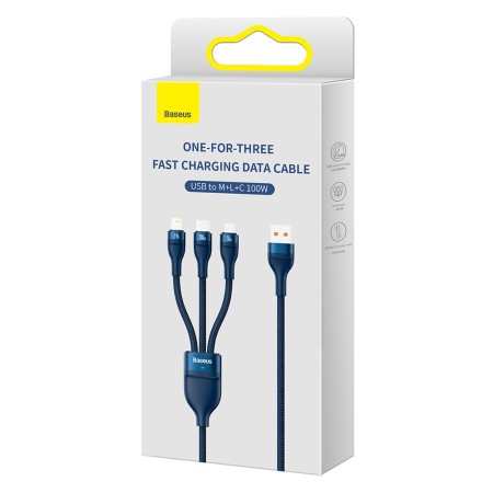 Cablu de Date 3in1, USB, 100W, 1.2m - Baseus Flash Series 2 (CASS030003) - Blue