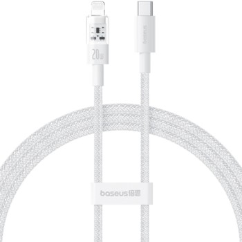Cablu USB-C la Lightning, Fast Charging 20W, 2m - Baseus Gem (P10373001211-01) - Moon White