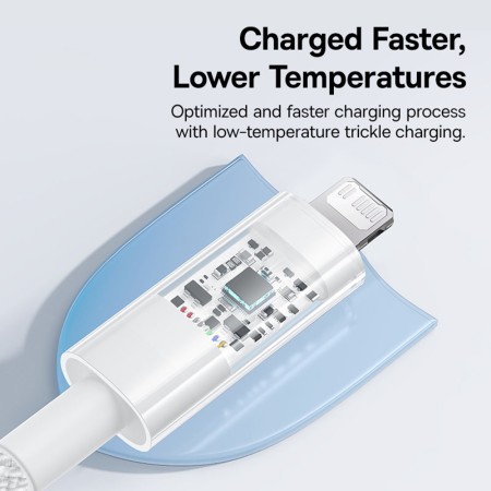 Cablu USB-C la Lightning, Fast Charging 20W, 2m - Baseus Gem (P10373001211-01) - Moon White