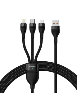 Cablu de Date 3in1, USB, 66W, 1.2m - Baseus Flash Series 2 (CASS040001) - Black