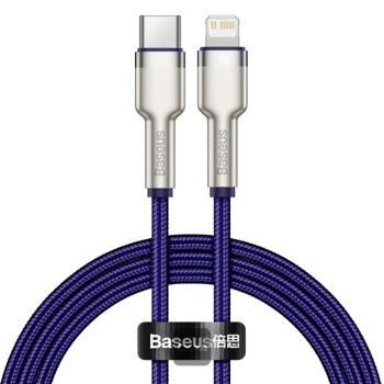 Cablu Type-C to Lightning, Fast Charging PD20W, 480Mbps, 2.4A, 1m - Baseus Cafule Series Metal (CATLJK-A05) - Purple