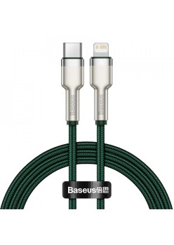 Cablu Type-C to Lightning, 20W, 480Mbps, 1m - Baseus Cafule Series Metal (CATLJK-A06) - Dark Green