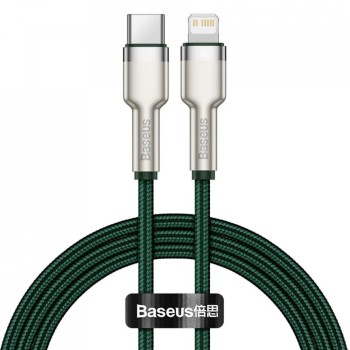 Cablu Type-C to Lightning, 20W, 480Mbps, 1m - Baseus Cafule Series Metal (CATLJK-A06) - Dark Green