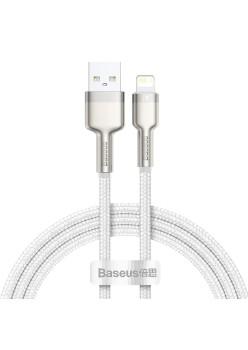 Cablu USB to Lightning, 2.4A, 480Mbps, 1m - Baseus Cafule Series Metal (CALJK-A02) - White