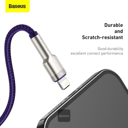 Cablu de Date USB la Lightning 2.4A, 2m - Baseus Cafule (CALJK-B05) - Purple