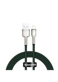 Cablu USB to Lightning, 2.4A, 480Mbps, 1m - Baseus Cafule Series Metal (CALJK-A06) - Green
