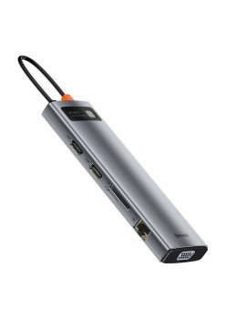 Hub USB-C to 3 x USB, Type-C, VGA, 2x HDMI, TF/SD - Baseus (CAHUB-CT0G) - Grey