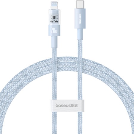 Cablu USB-C la Lightning, Fast Charging 20W, 1m - Baseus Gem (P10373001311-00) - Galaxy Blue