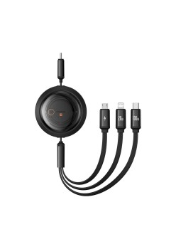 Cablu de Date USB-C la Type-C, Lightning, Micro-USB, 100W, 1.1m - Baseus Free 2 Draw (P10368700111-04) - Cluster Black