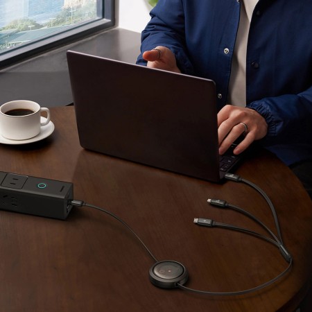 Cablu de Date USB-C la Type-C, Lightning, Micro-USB, 100W, 1.1m - Baseus Free 2 Draw (P10368700111-04) - Cluster Black