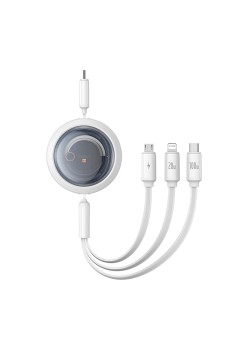 Cablu de Date USB-C la Type-C, Lightning, Micro-USB, 100W, 1.1m - Baseus Free 2 Draw (P10368700211-03) - Moon White