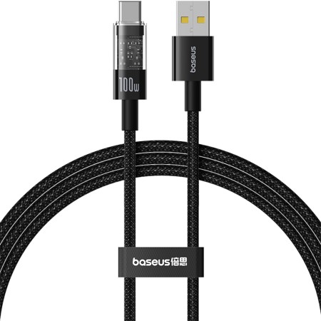 Cablu USB la Type-C, Super Fast Charging 100W, 2m - Baseus Gem (P10373002111-01) - Cluster Black