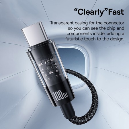 Cablu USB la Type-C, Super Fast Charging 100W, 2m - Baseus Gem (P10373002111-01) - Cluster Black