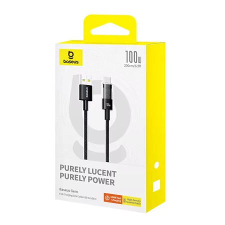 Cablu USB la Type-C, Super Fast Charging 100W, 2m - Baseus Gem (P10373002111-01) - Cluster Black