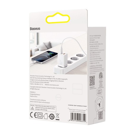 Incarcator Priza, 2in1, 30W - Baseus Super Si Pro (CCSUPP-E02) - White