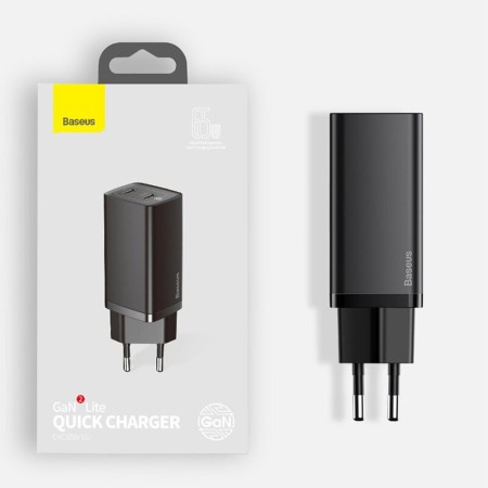 Incarcator EU USB, Type-C, 65W - Baseus GaN Lite (CCGAN2L-B02) - White