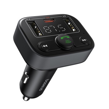 Incarcator Auto cu Modulator FM, USB, Type-C, 18W - Baseus S-09 Lite (C10762300113-00) - Cluster Black