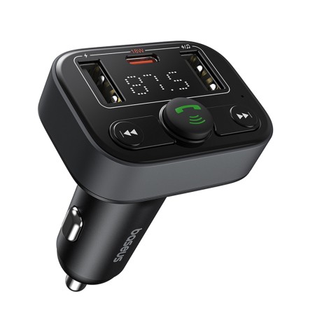 Incarcator Auto cu Modulator FM, USB, Type-C, 18W - Baseus S-09 Lite (C10762300113-00) - Cluster Black