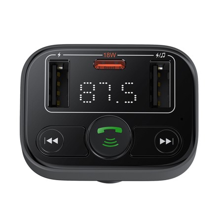 Incarcator Auto cu Modulator FM, USB, Type-C, 18W - Baseus S-09 Lite (C10762300113-00) - Cluster Black