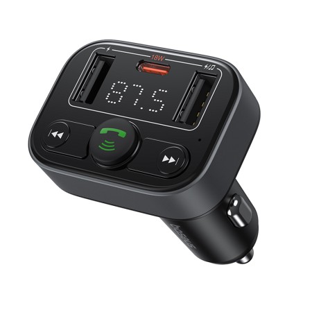 Incarcator Auto cu Modulator FM, USB, Type-C, 18W - Baseus S-09 Lite (C10762300113-00) - Cluster Black