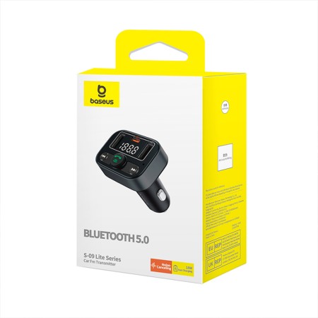Incarcator Auto cu Modulator FM, USB, Type-C, 18W - Baseus S-09 Lite (C10762300113-00) - Cluster Black