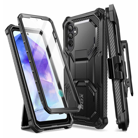 Husa pentru Samsung Galaxy A55 5G si Folie, I-Blason Armorbox, Black