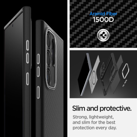 Husa pentru Samsung Galaxy S24 Ultra, Spigen Enzo Aramid, Matte Black