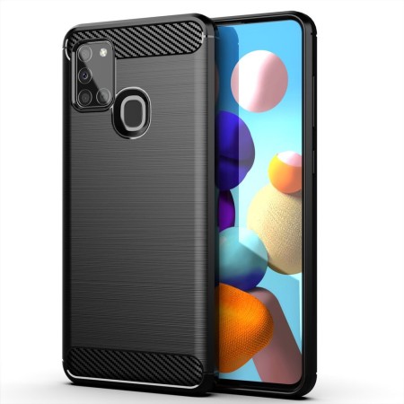 Husa pentru Samsung Galaxy A21s - Techsuit Carbon Silicone - Black