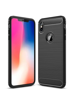 Husa pentru iPhone XS Max - Techsuit Carbon Silicone - Black