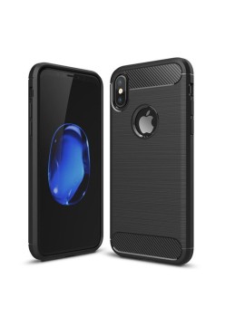 Husa pentru iPhone X / XS - Techsuit Carbon Silicone - Black
