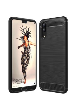 Husa pentru Huawei P20 - Techsuit Carbon Silicone - Black