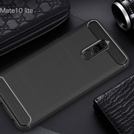 Husa Carbon compatibila Huawei Mate 10 Lite, Tech Protects, Negru