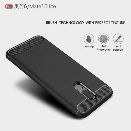 Husa Carbon compatibila Huawei Mate 10 Lite, Tech Protects, Negru