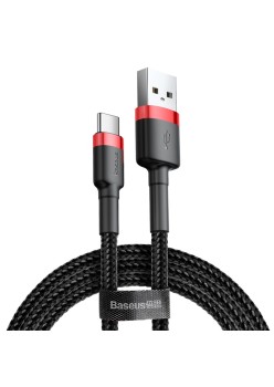 Cablu de Date USB Type-C, 2A, 3m - Baseus Cafule (CATKLF-U91) - Red Black