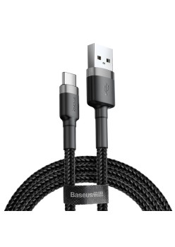 Cablu de Date USB Type-C, 2A, 2m - Baseus Cafule (CATKLF-CG1) - Gray Black