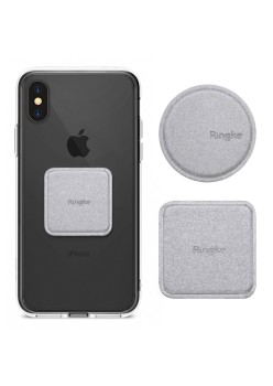 Placute Metalice pentru Telefon (set 2) - Ringke PU Leather Cover - Silver