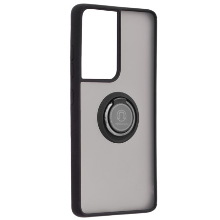 Husa telefon compatibila Samsung Galaxy S21 Ultra, Glinth Magnet Auto si Inel Rotativ, Negru