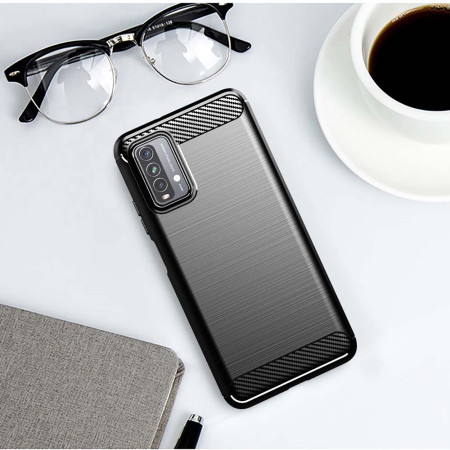 Husa Carbon compatibila Xiaomi Redmi 9T / Redmi 9 Power Tech Protects, Negru