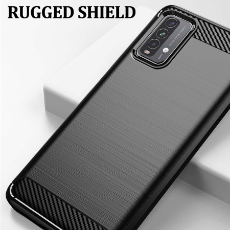 Husa Carbon compatibila Xiaomi Redmi 9T / Redmi 9 Power Tech Protects, Negru